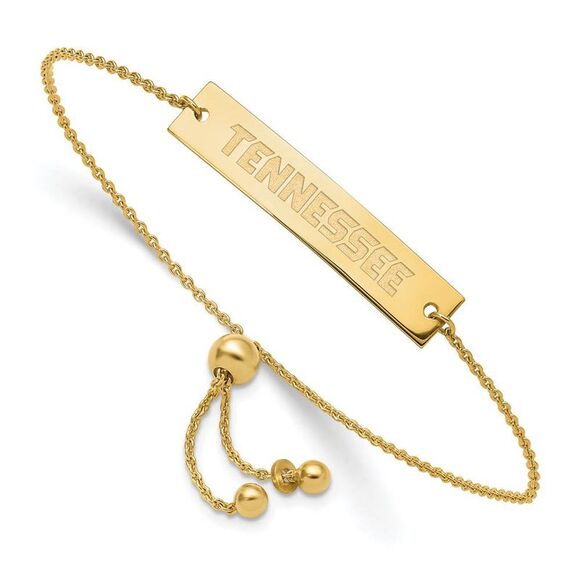 14K Yellow Gold Plated Sterling Silver Tennessee Adj Bracelet, 9 Inch - Picture 1 of 3